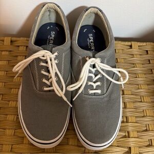 Sperry Halyard LL SW Ash Grey Men's Size 11.5 Canvas Dock Boat Shoes 1772706